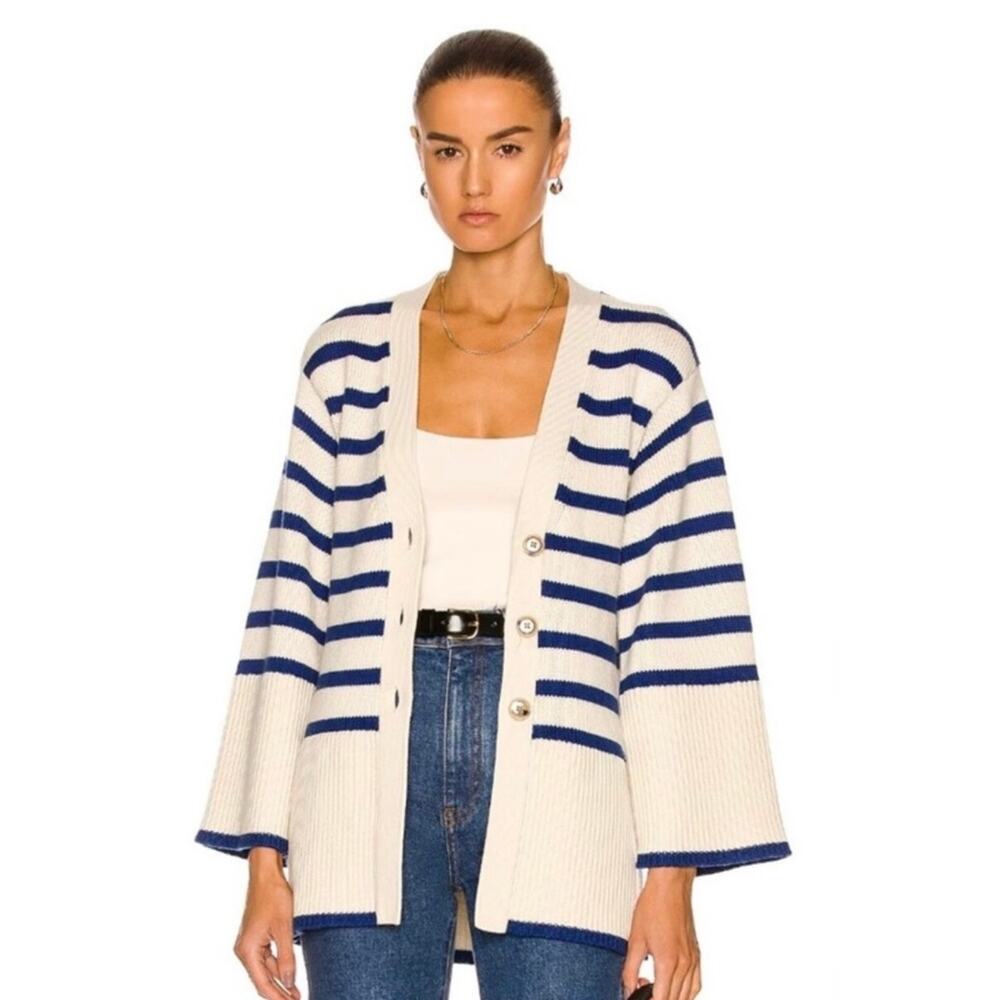 Toteme wool blue striped cardigan